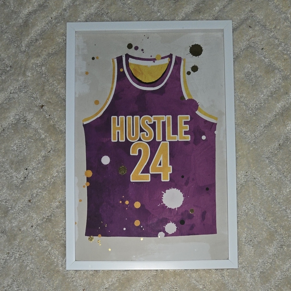 Purple and Gold Hustle 24 Jersey Art Print